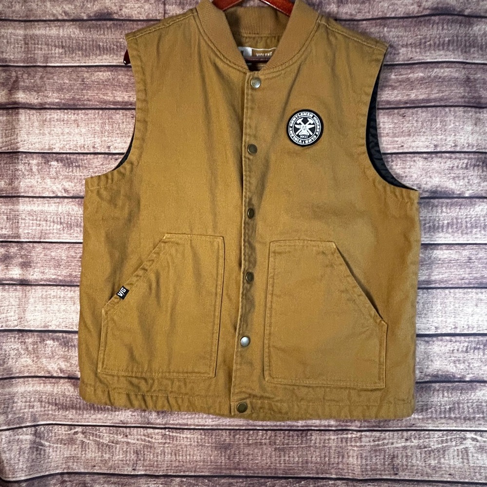 Violent Gentlemen Hockey Club Mens Hammerhead Quilted Workwear Vest Large Brown